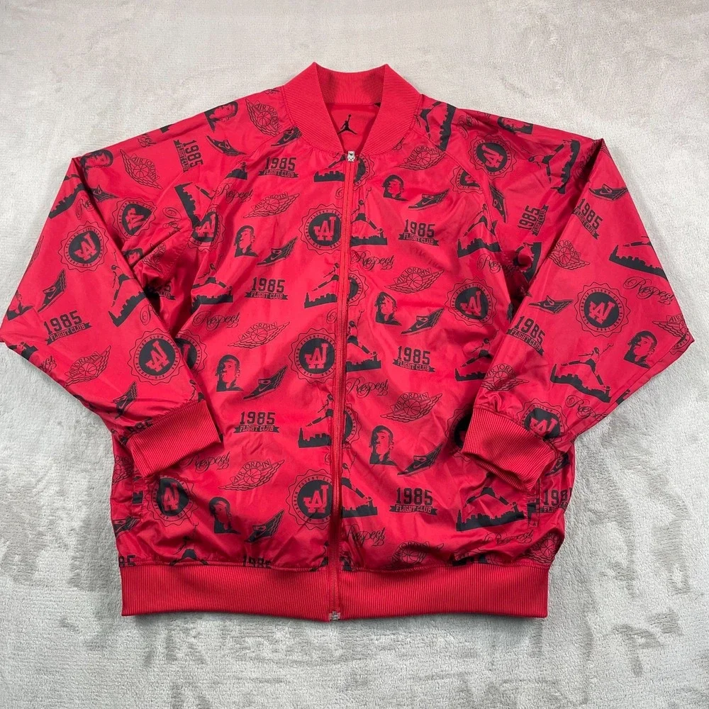 Nike Air Jordan 1985 Flight Club All Over Print Reversible Jacket Men XL Red AOP